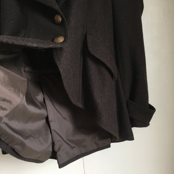 Vintage Designer Wool High-Low Victorian Crest Blazer Coat - Picture 3 of 11